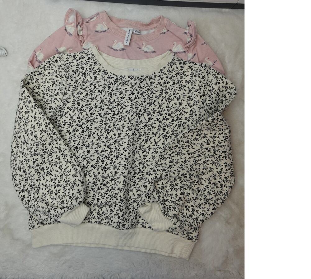 Girls Janie and Jack Floral & Swan Ruffle Sweatshirt Bundle size 8